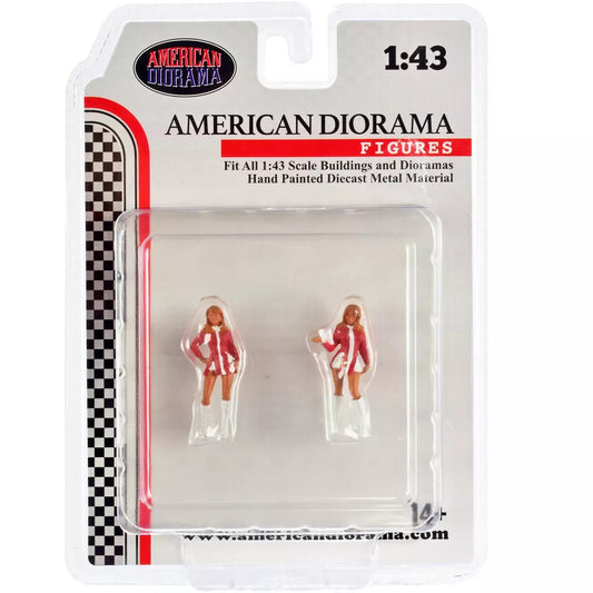 1:43 figuras do Dia da Corrida 2 figuras Grid girls Conjunto 6 Diorama Americano