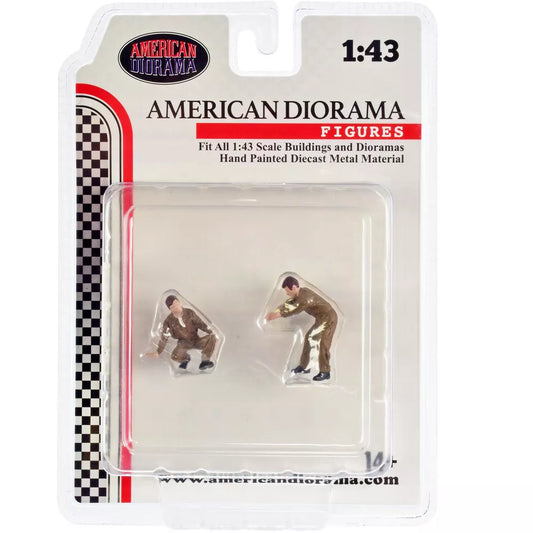 1:43 Figure Race Day 2 Figurines Mechanic Set 5 American Diorama