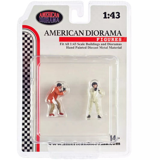 1:43 Figure Race Day 2 Figure Fotografo Driver Set 2 Diorama americano