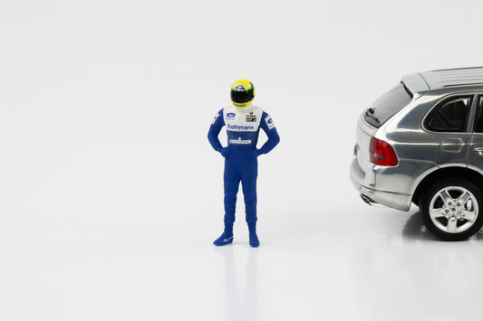 1:43 F1 figura A. Senna 1994 azul-branco Fórmula 1 Cartrix CT017 41mm