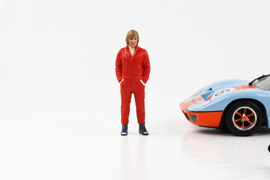 1:18 Figur Le Mans Racing Legend 70s Fahrer A rot American Diorama Figuren