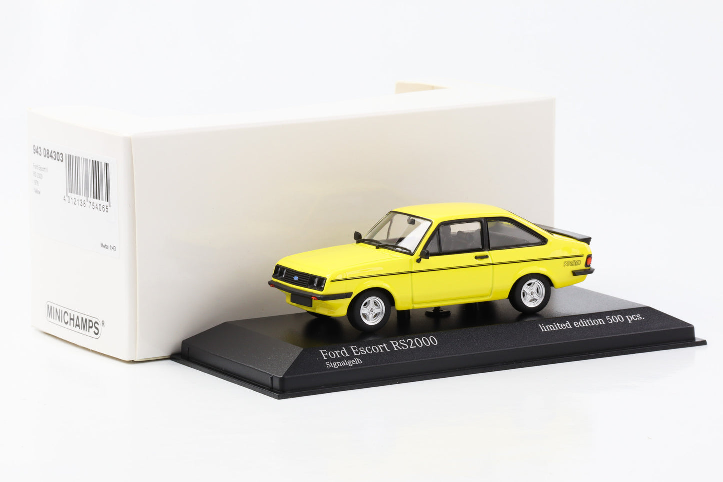 1:43 Ford Escort MK II RS 2000 1976 yellow Minichamps limited