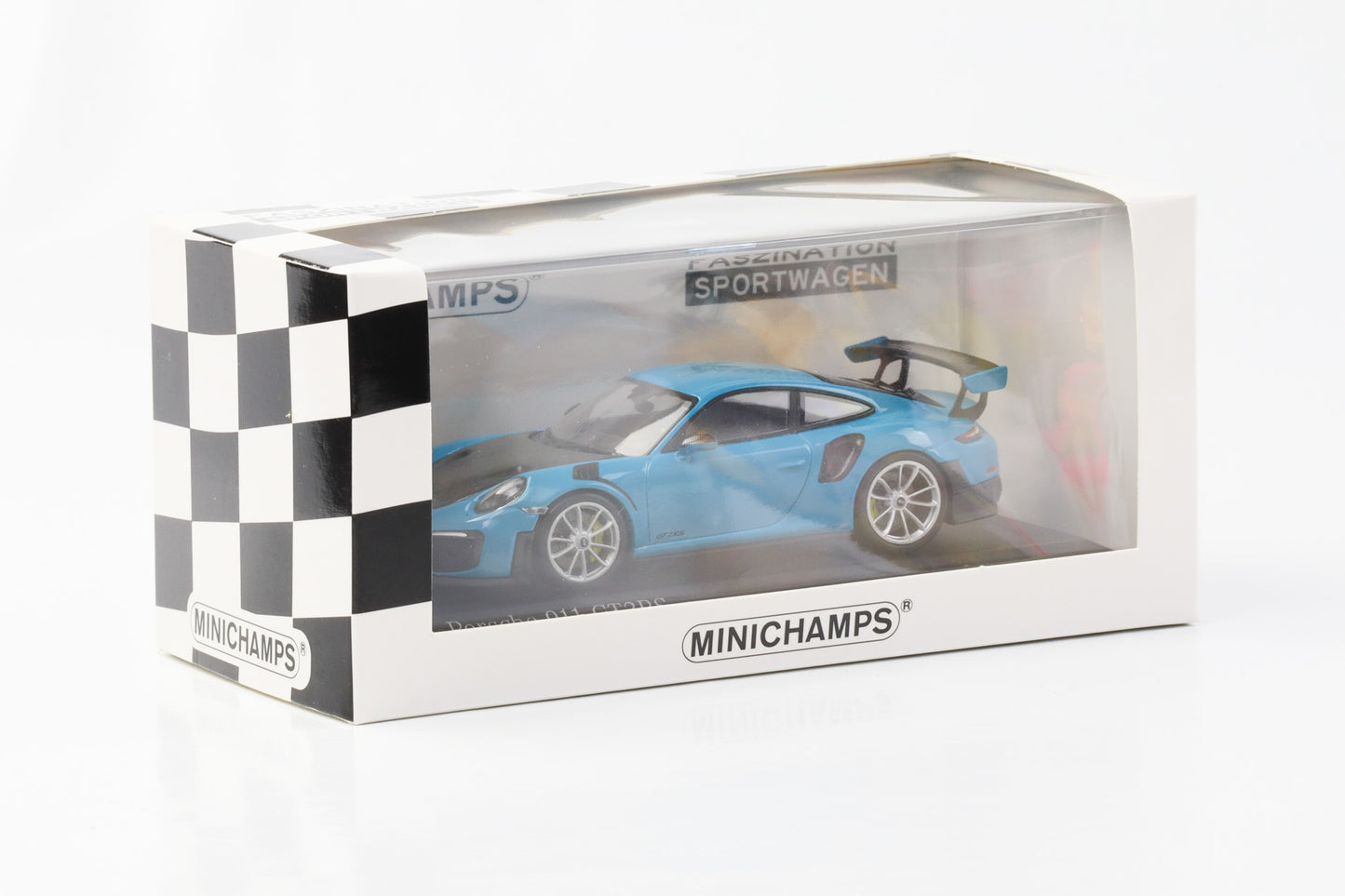 1:43 Porsche 911 GT2 RS 991.2 2018 miami blue silver rims Minichamps