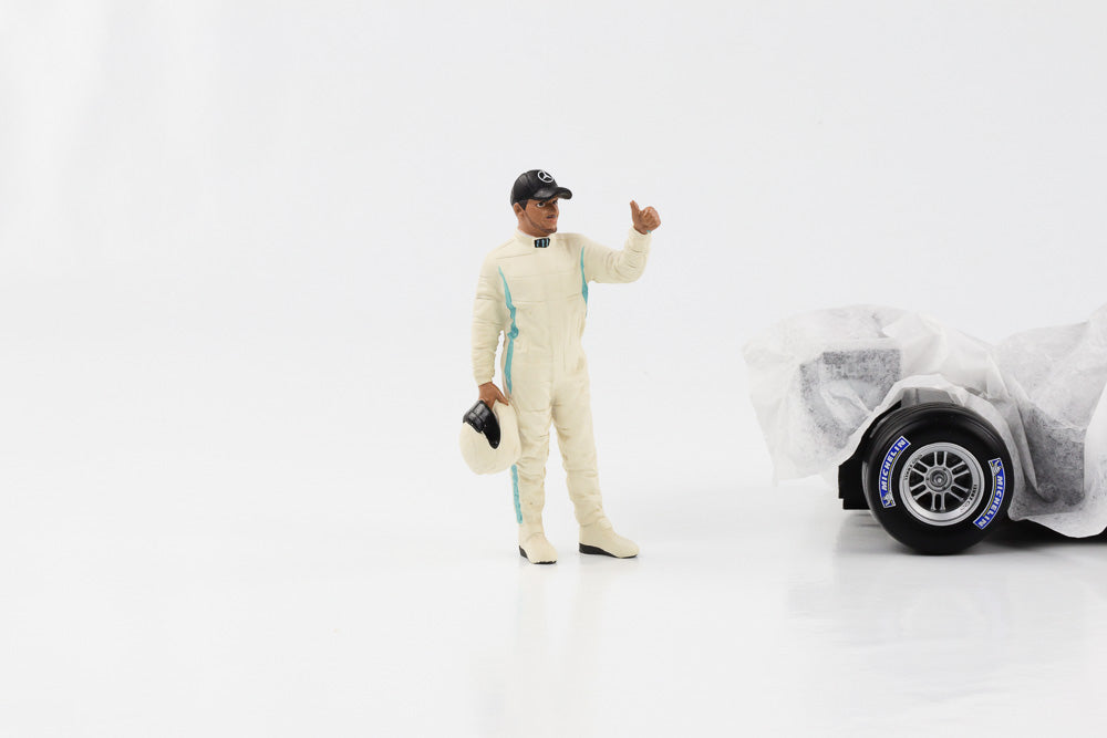 1:18 F1 Figur Racing Legend 2000s Fahrer A Bart weißer Anzug American Diorama