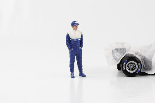 Figurine F1 1:18 Racing Legend Pilote des années 90 Un costume bleu Capi American Diorama