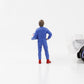 1:18 Figure F1 Racing Legend 80s driver B blue suit white helmet American Diorama