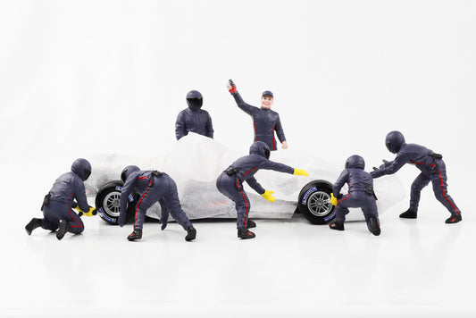 Figura 1:18 Red Bull F1 Team Pit Crew Set III 7 figure Diorama americano