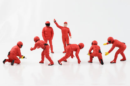 1:18 Figura F1 Team Pit Crew rosso Set III 7 figure Diorama americano