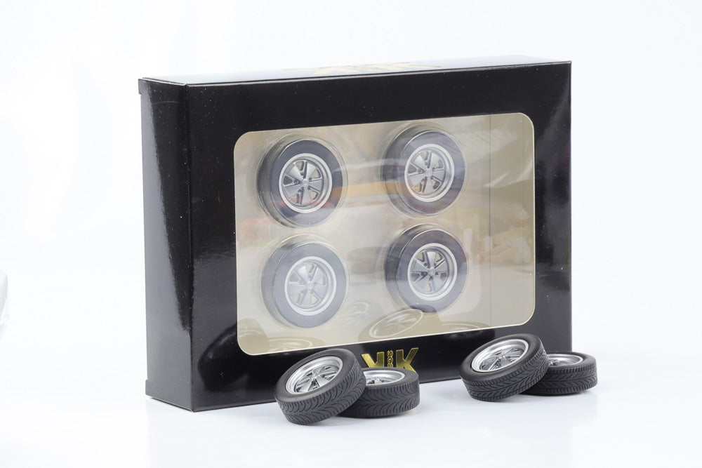 Set Di 4 Cerchi Porsche Turbo Fuchsfelgen Neri 35Mm Con Pneumatici KK Set Di 4 Cerchi Porsche Turbo Fuchsfelgen Neri 35Mm Con Pneumatici KK
