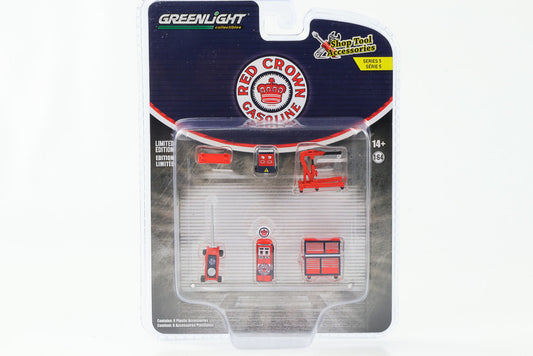 1:64 Red Crown Gasoline Serie 5 Werkstatt Shop Tool Set 6 pcs. Greenlight Figur