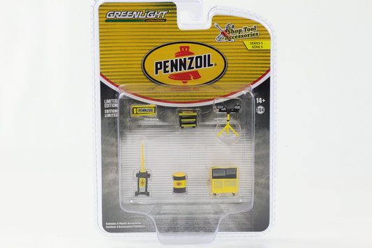 1:64 Pennzoil Serie 5 Workshop Shop Set di strumenti 6 pz. Figura del semaforo verde