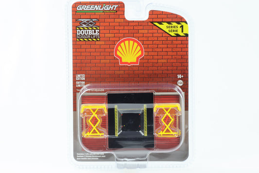 1:64 Shell Doppel Scherenlift Hebebühne gelb Serie 1 Greenlight