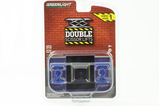 1:64 Doppel Scherenlift Hebebühne Douple Scissor Lifts blau Serie 1 Greenlight
