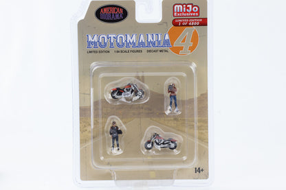 1:64 Figurine Motomania 4 Set 4 pcs. 2 figurines 2 motos American Diorama Mijo