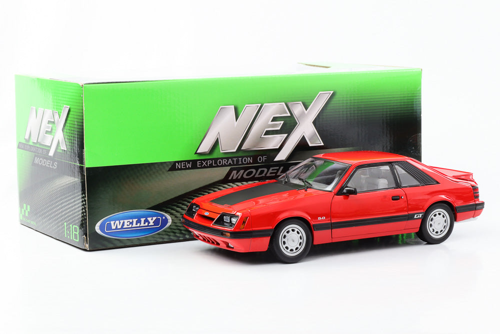 1:18 1986 Ford Mustang GT 5.0 Coupe red full opening Welly NEX
