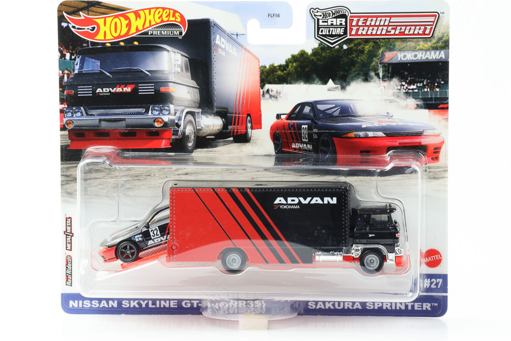 1:64 Team Transport Nissan Skyline GT-R BNR32 Sakura Sprinter #27 Hot Wheels