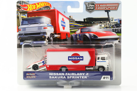 1:64 Transporte del equipo Nissan Fairlady Z Sakura Sprinter #11 Hot Wheels
