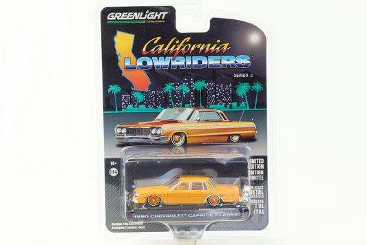 1:64 California Lowriders 1990 Chevrolet Caprice Classic ouro amarelo Greenlight