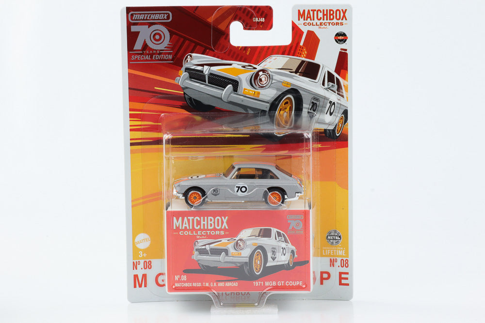 1:64 1971 MGB GT Coupe 70 anos edição especial Matchbox Collectors No.