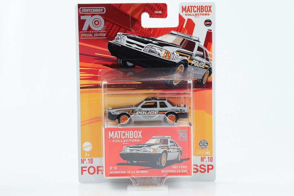 1:64 1993 Ford Mustang LX SSP 70 Años Edición Especial Matchbox Coleccionistas No. 10