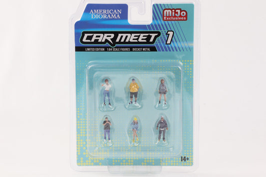 1:64 Figure Car Meet 1 Set 6 Figure Diorama Americano Mijo