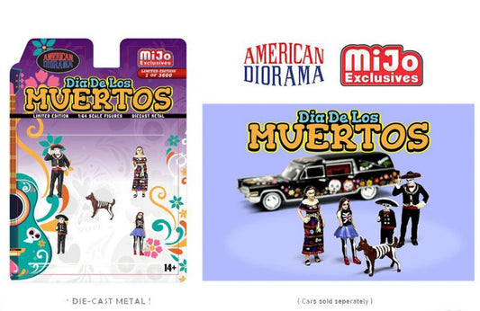 1:64 figure Dia De Los Muertos Set 4 figures with dog American Diorama Mijo limited