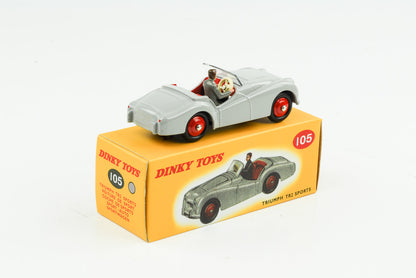 1:43 Triumph TR2 Sports cinza com figura Dinky Toys Norev 105