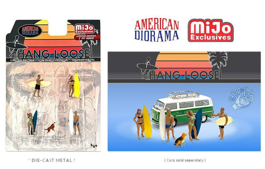 1:64 Figure Hang Loose Surfer Set 4 figurines avec chien American Diorama Mijo 5