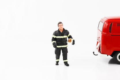 Figura 1:18 Departamento de Bomberos Bombero Capitán Jefe Traje Negro Figuras de Diorama Americano