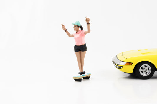 1:18 Figur Skateboarder - Frau mit Zopf und Cap American Diorama IV Figuren