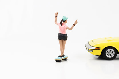 1:18 Figur Skateboarder - Frau mit Zopf und Cap American Diorama IV Figuren