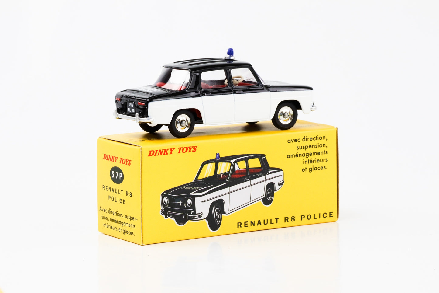 1:43 Renault R8 police black white Dinky Toys DeAgostini 517 P