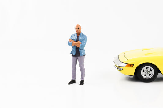 Figura 1:18 Car Meet 3 hombre con cabeza calva y camisa Figuras American Diorama