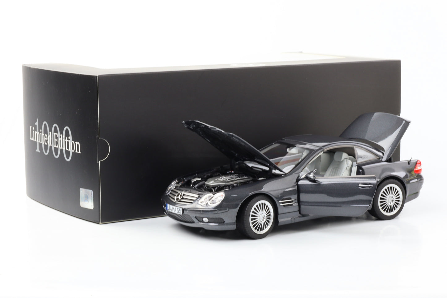1:18 Mercedes-Benz SL55 AMG R230 mit Hardtop obsidian black Norev Dealer