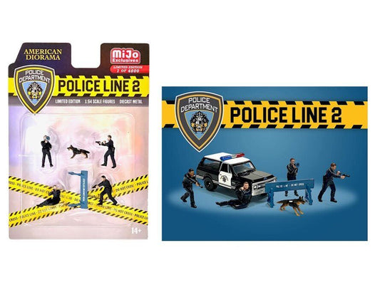1:64 Figur Police Line 2 Polizeieinsatz Set 4 Figuren American Diorama Mijo